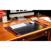 Mahogany (Rosewood) & Black Leather 25.5 x 17.25 Side-Rail Desk Pad